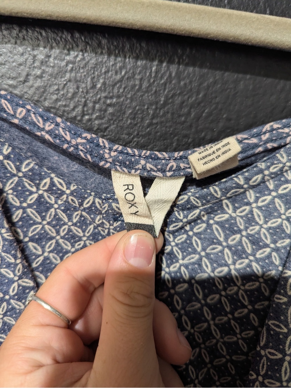 Roxy Blue Patterned Ruffle Crop Top - Picture 3 of 3
